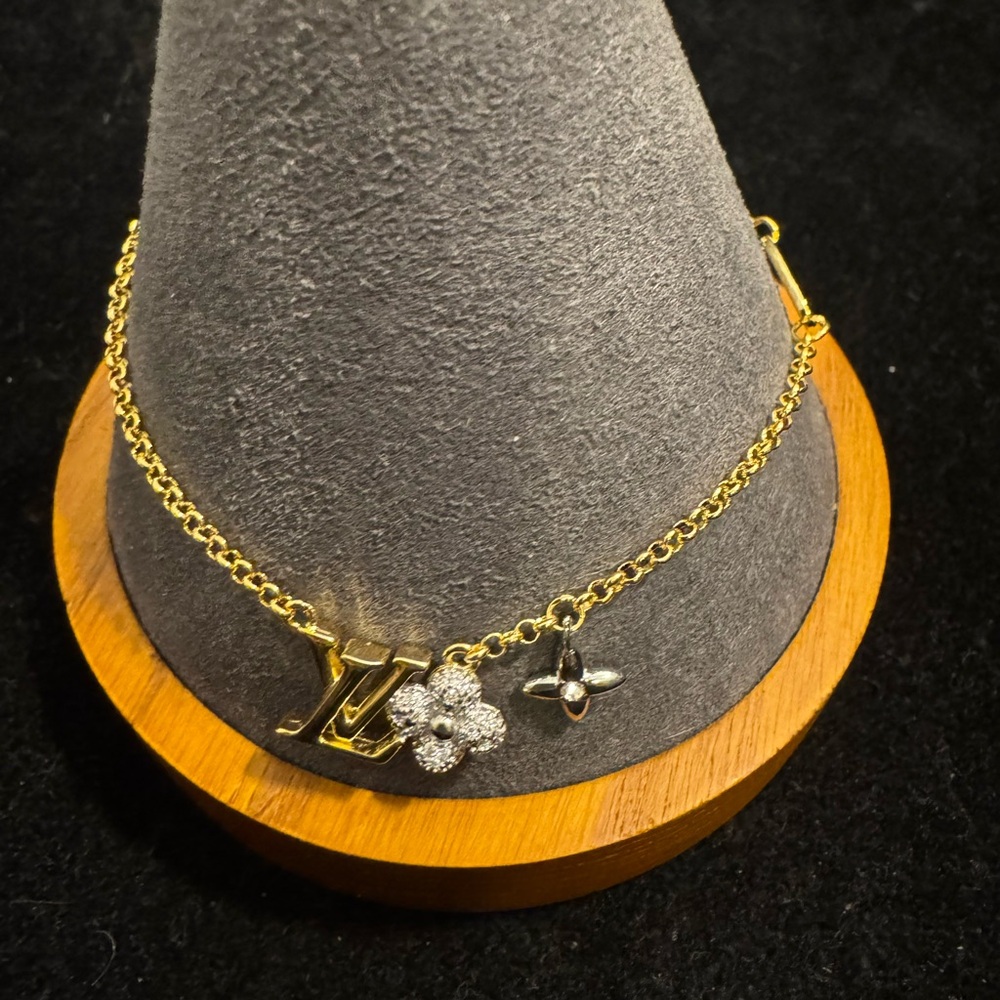 Louis Vuitton Gold and Silver Monogram Charm Bracelet M61084 LE1124 - Picture 2 of 6